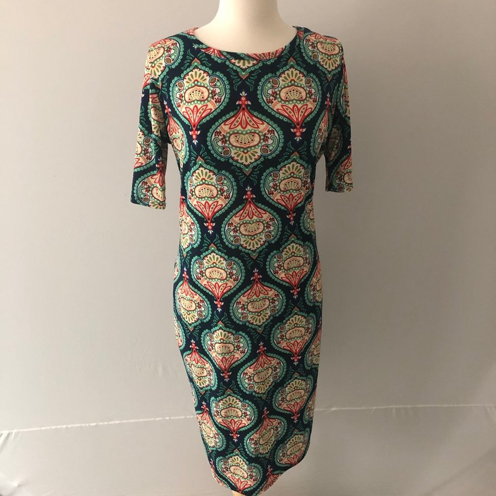 Lula Roe Knit Patterned Dress - Picture 2 of 8